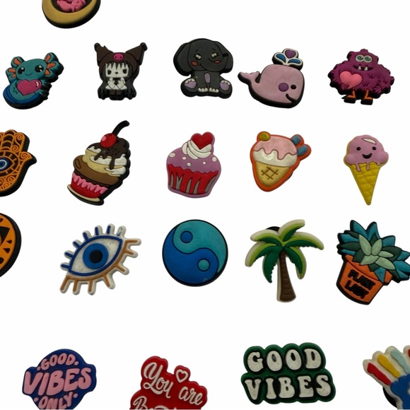 Large Jibbitz Charm Lot Crocs Shoe Charms Rainbow Food Animals Good Vibes - Picture 12 of 16